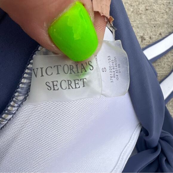 Victoria’s Secret Halter Tie Push Up Dusty Navy Blue Bikini S/M - Picture 5 of 5